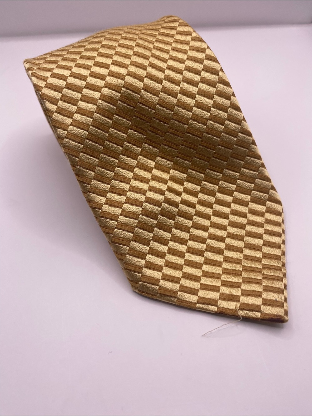 Ermenegildo Zegna Gold Checkerboard Silk Tie